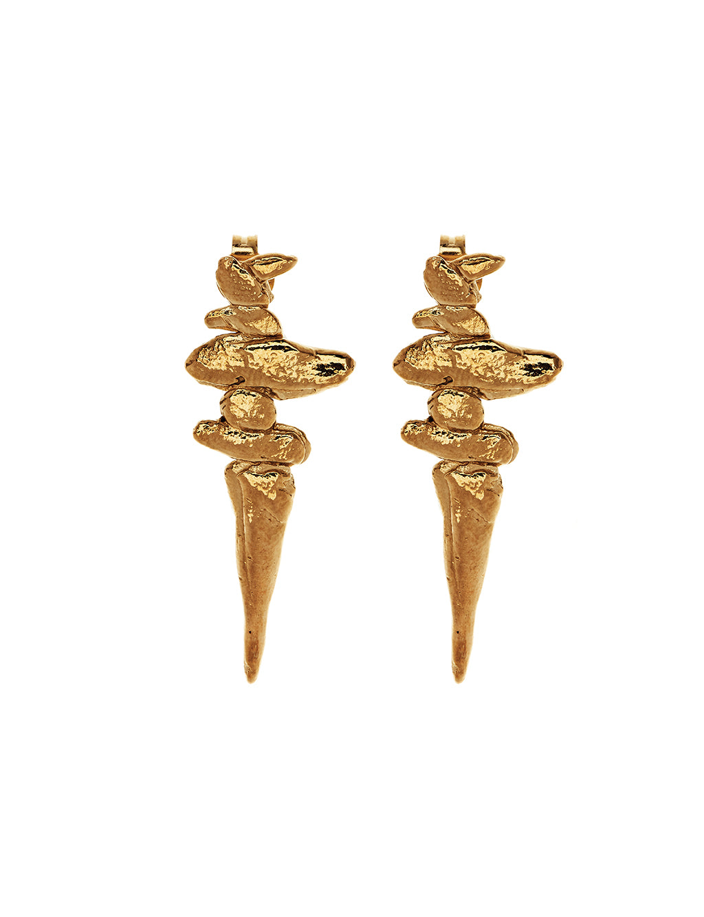 Gold vermeil earrings close up view