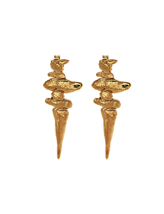 Gold vermeil earrings close up view