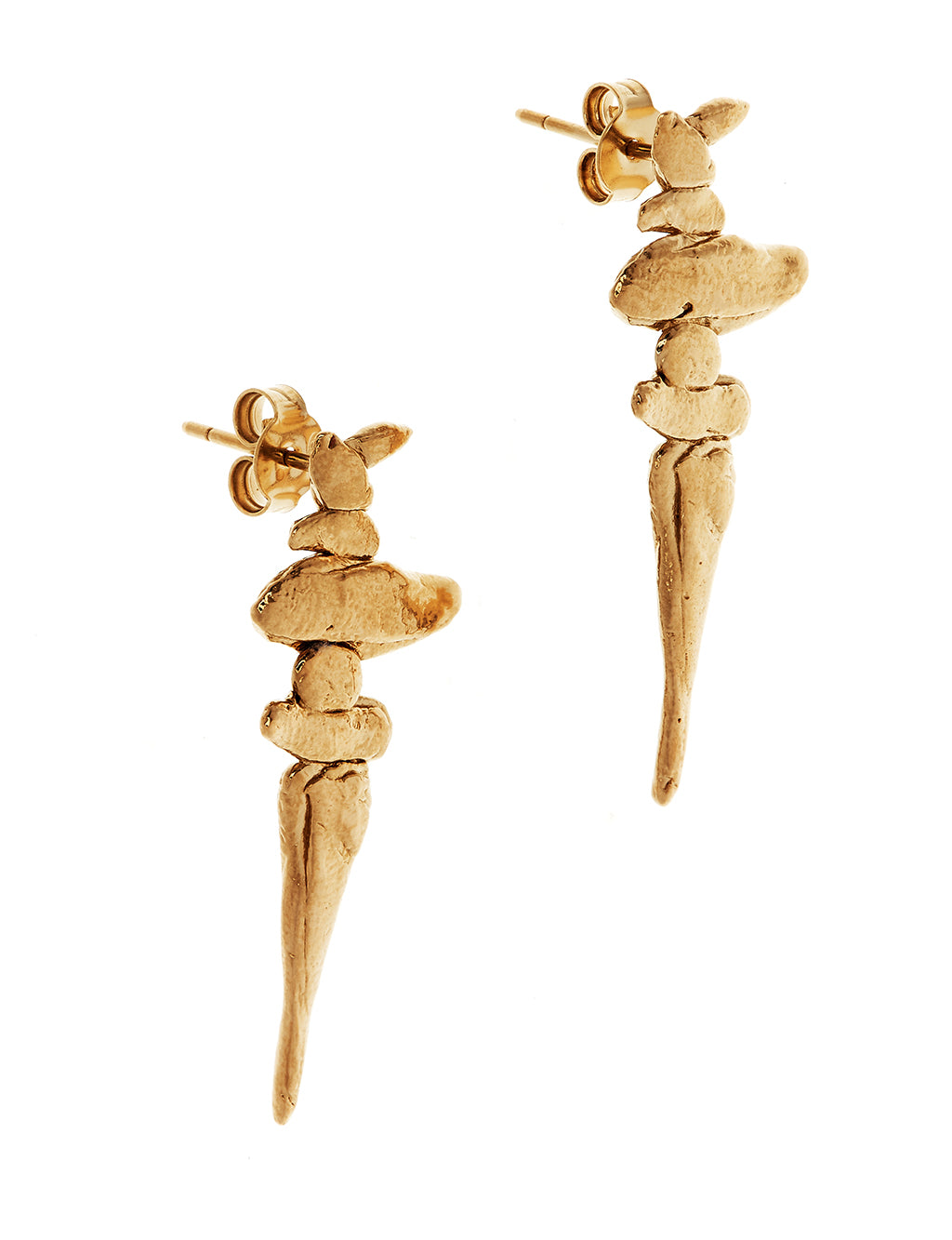Side view of gold vermeil earrings showing the post and butterfly back
