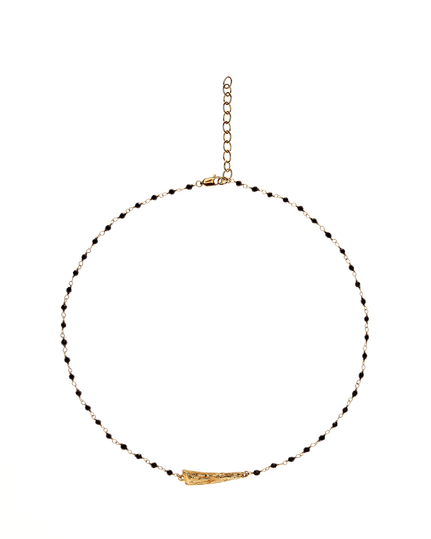 Black beaded rosary type chain with gold