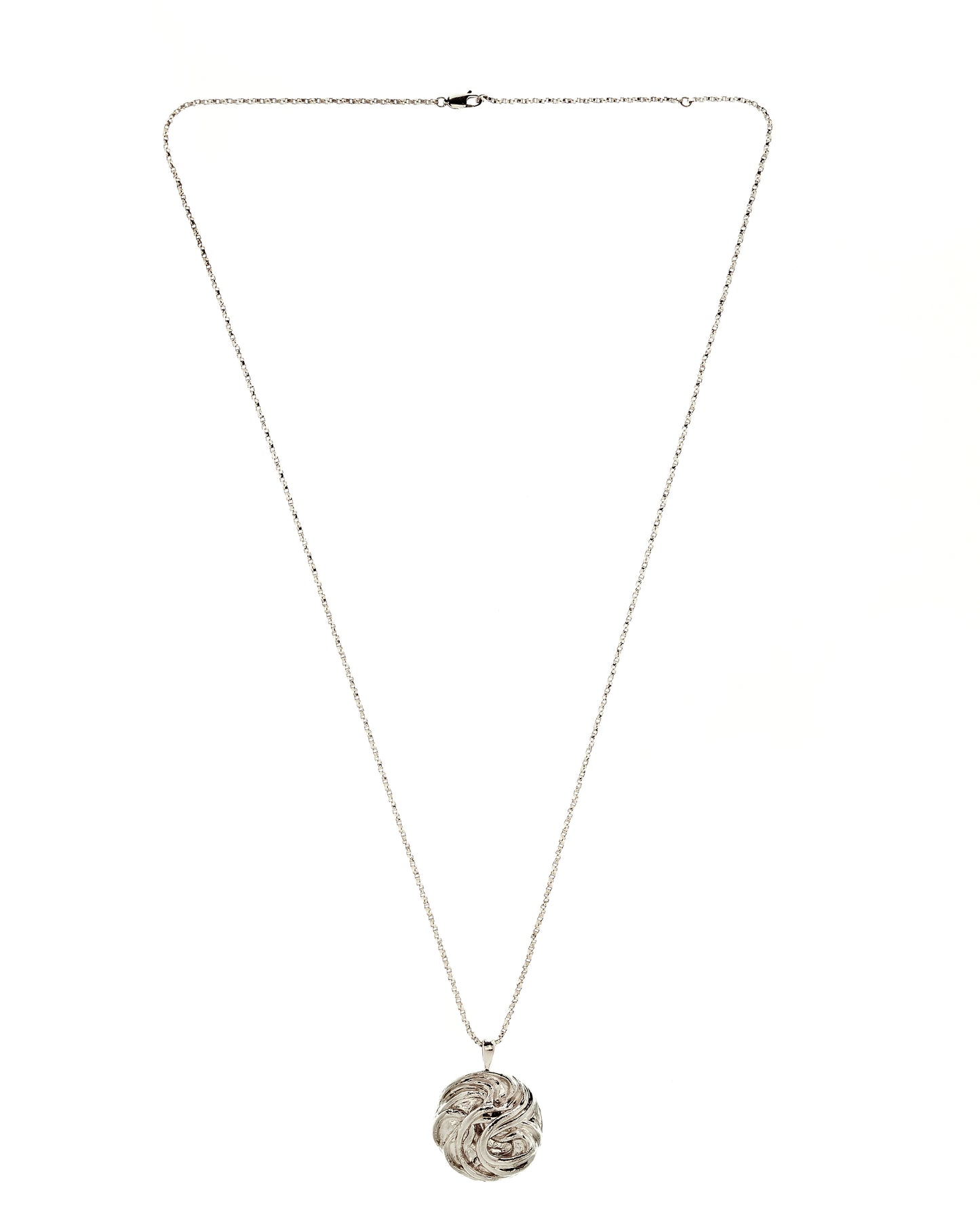 Wide shot of sterling silver Richard Murphy Necklace with Irish Triskele detail