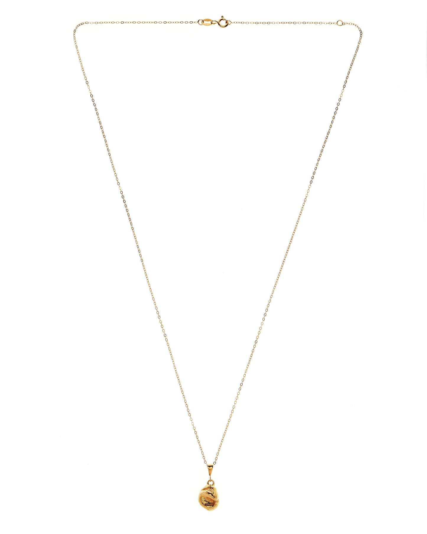 Full view of gold vermeil trace chain with pendant