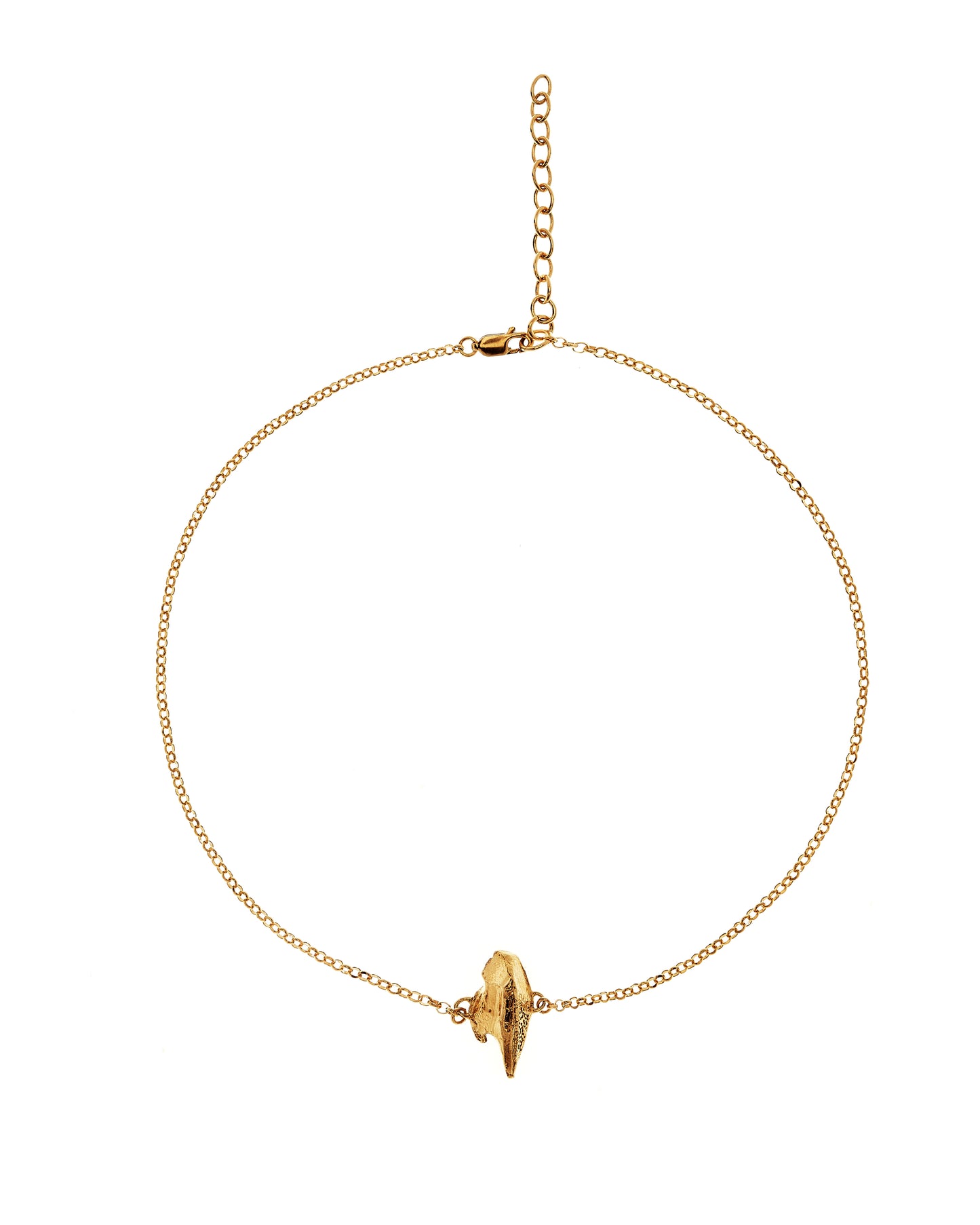 Full detail of gold vermeil megalithic inspired pendant