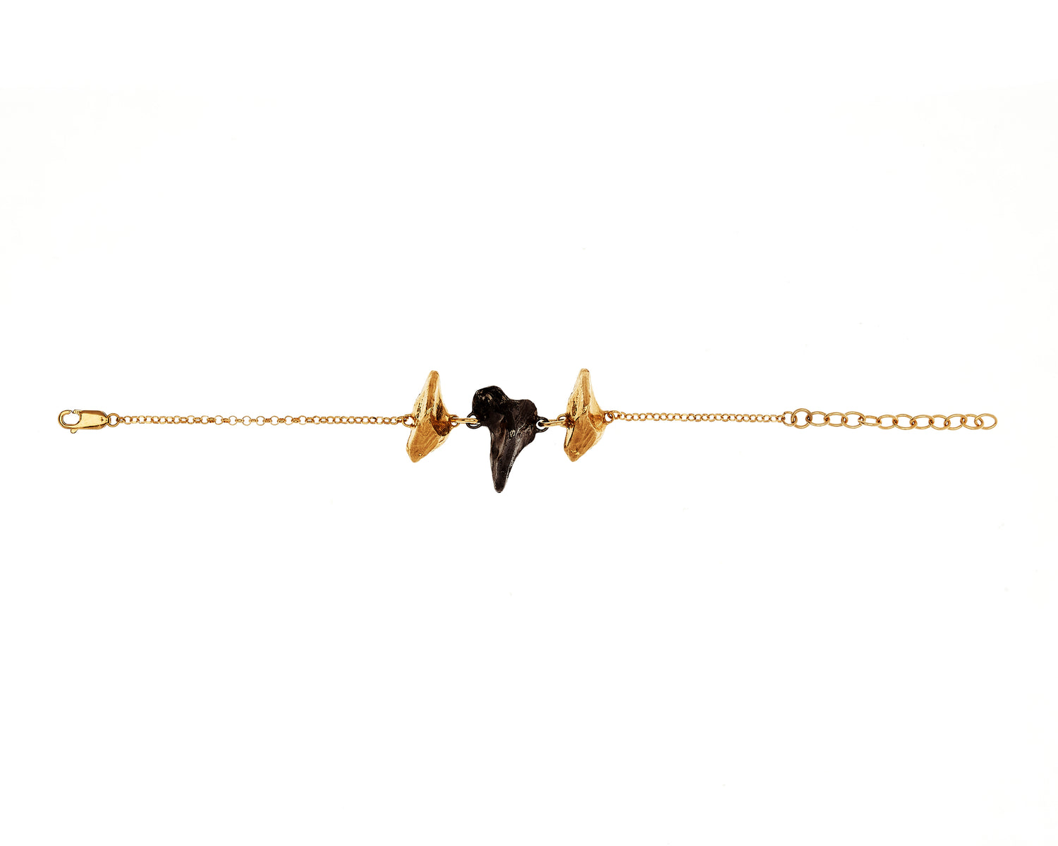 Full view of gold vermeil and black rhodium bracelet