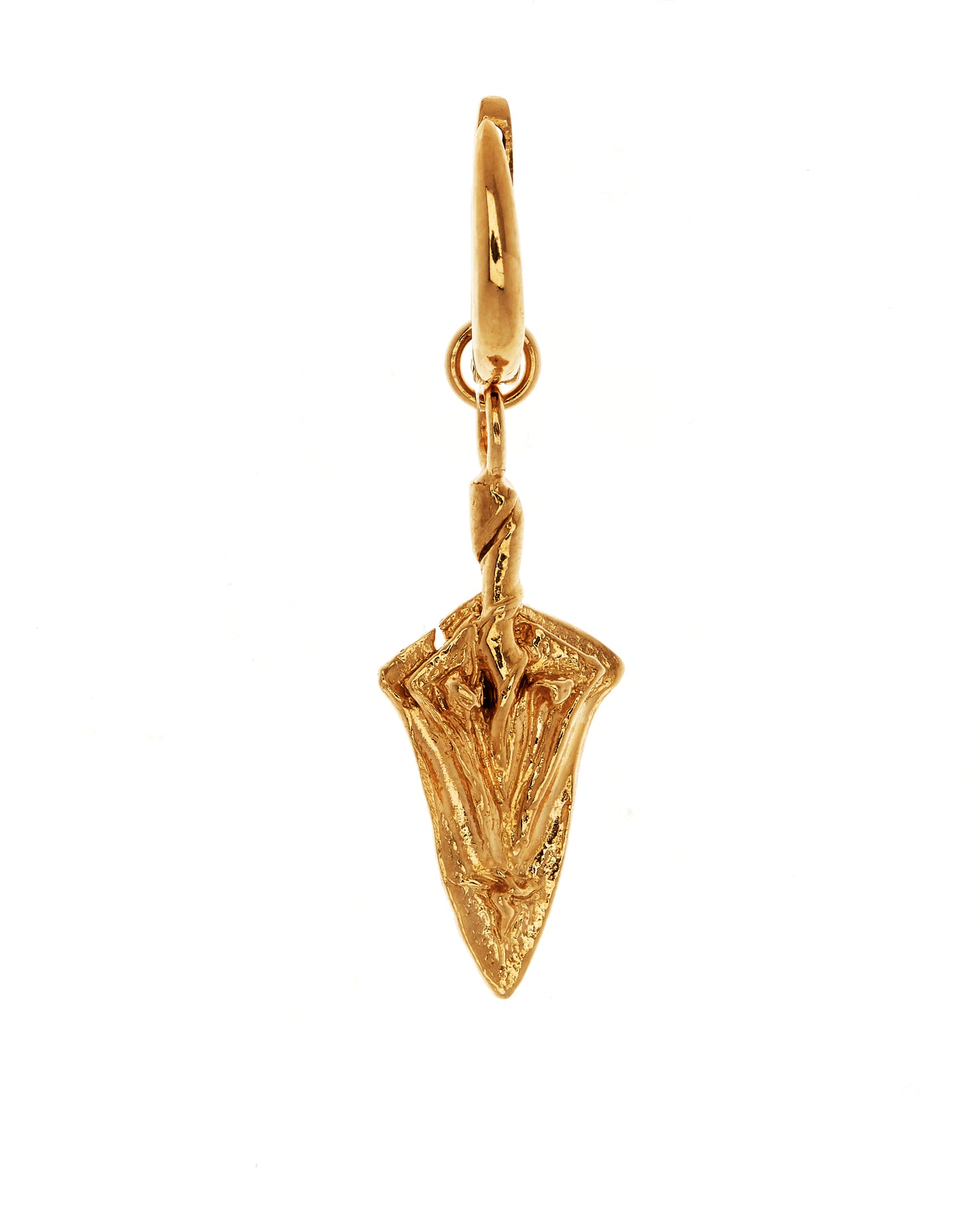 Gold Vermeil Spear Shaped Earring on a hoop