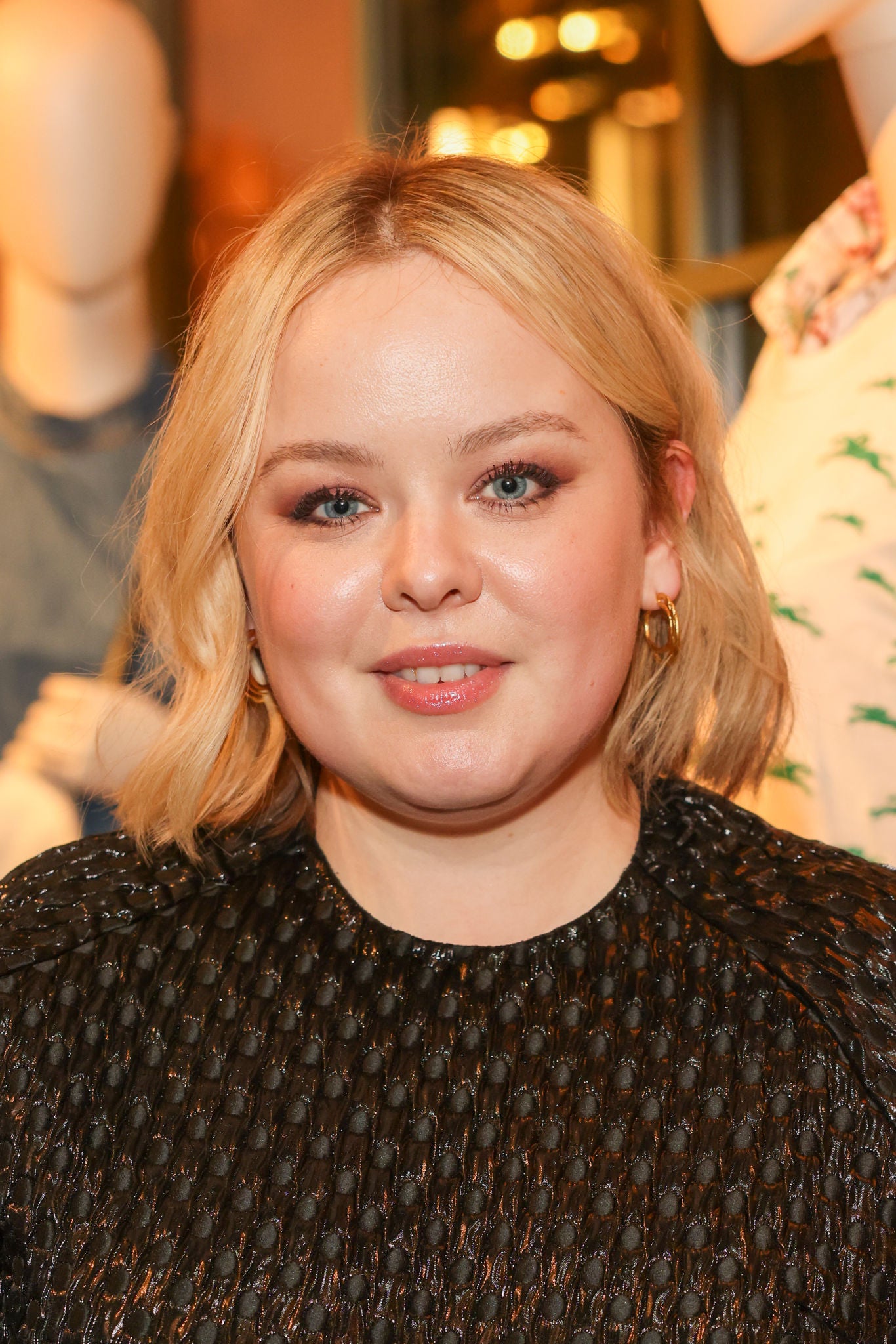 Nicola Coughlan wearing the Sacred Circle Hoops to celebrate Longchamps new collection