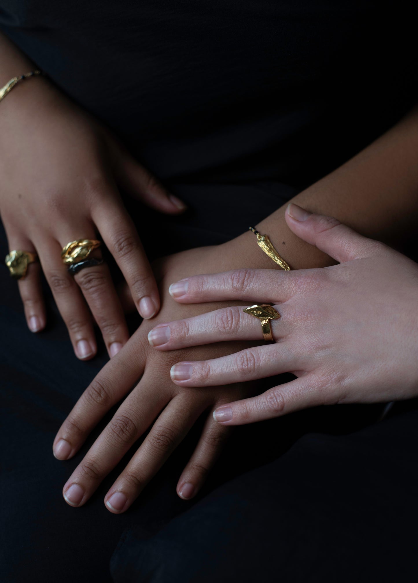 Model's wearing bespoke Irish inspired rings
