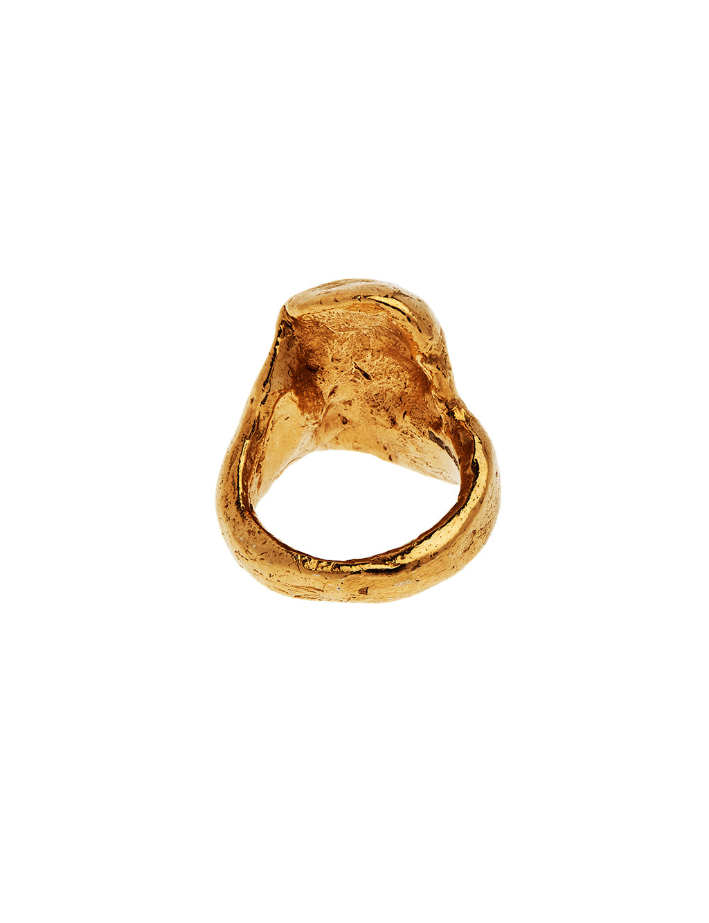 Gold vermeil textured ring showing the back band of ring