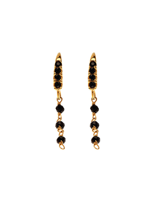 Gold vermeil earrings with black beaded chain