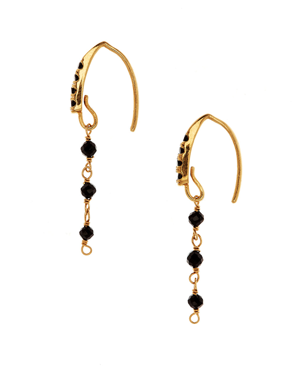 Black beaded earrings from the side