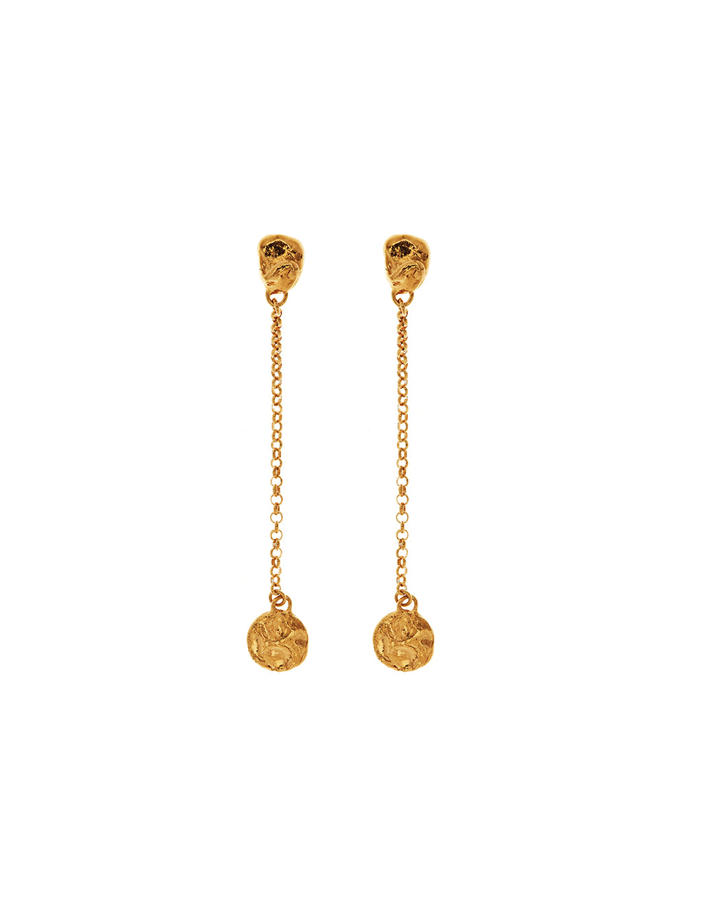 Gold vermeil drop earrings in textured design