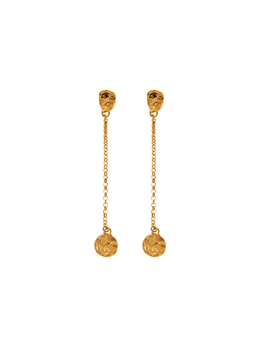 Gold vermeil drop earrings in textured design