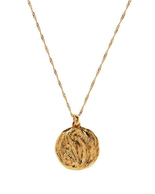 Gold pendant on twisted curb chain