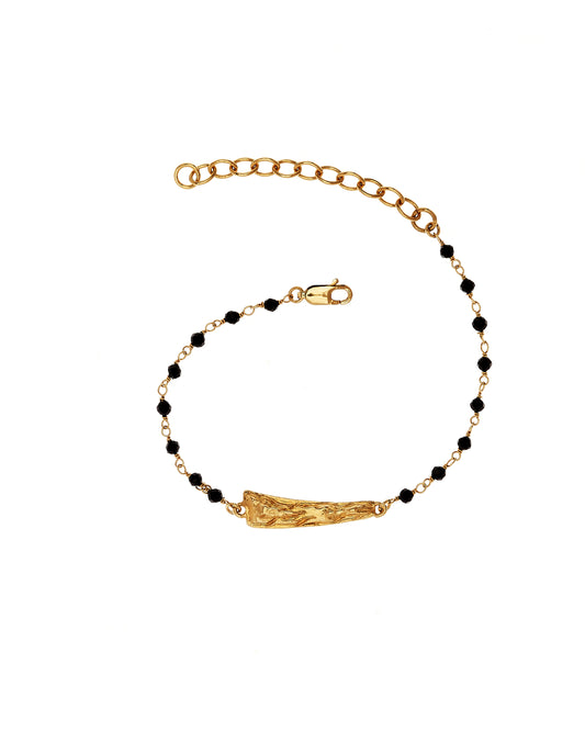 Gold vermeil bracelet with spinnel black beads