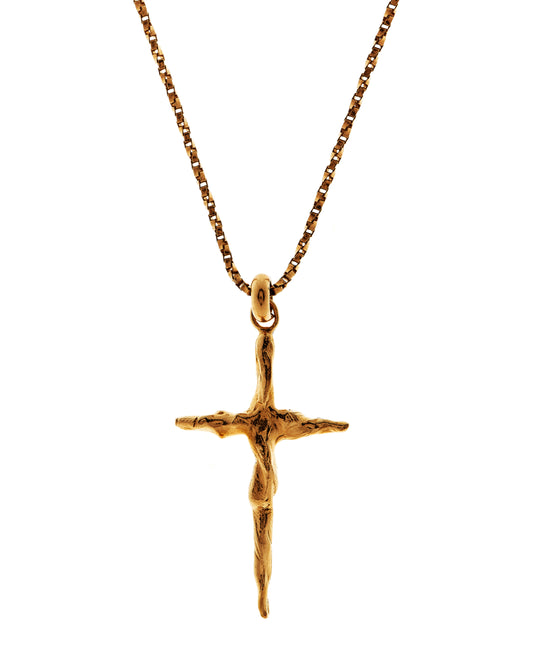 Gold textured crucifix necklace