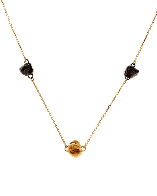 Gold vermeil and black rhodium castings on delicate chain
